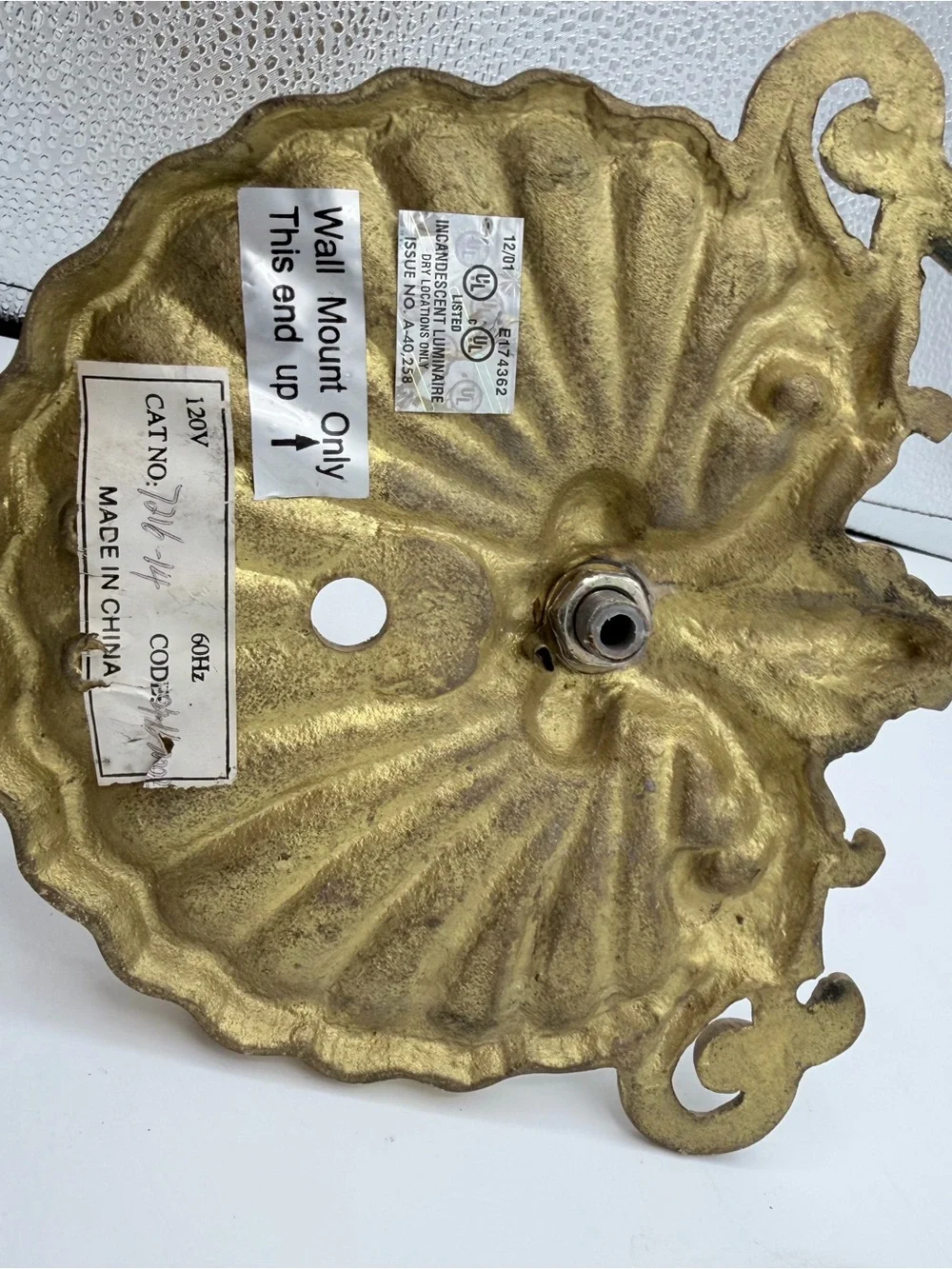 Vintage Gold Shell-Style Wall Hooks - Pair